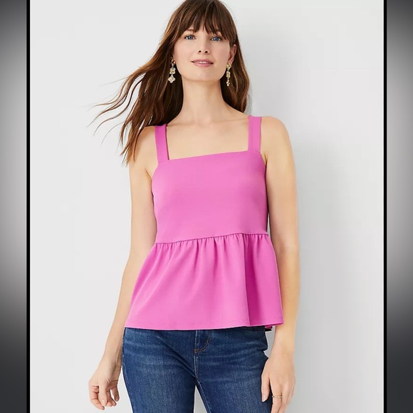 Ann Taylor Tops - Ann Taylor, XL, Pink Peplum Tank Top